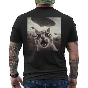 Alien Ufo Lustige Katze Selfie Angst Katze Liebhaber Raumschiff Ufo T-Shirt mit Rückendruck - Geschenkecke