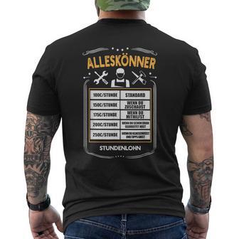 Alleskönner Stundenlohn Craftsman Diy Price List T-Shirt mit Rückendruck - Geschenkecke