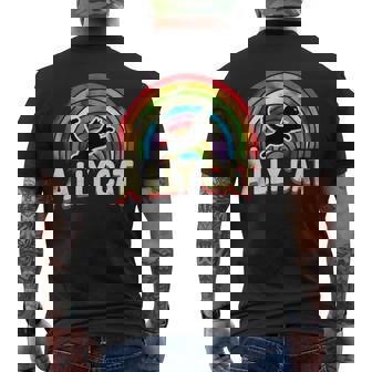 Ally Cat LGBT Pride Cat Men's Back Print T-Shirt - Monsterry