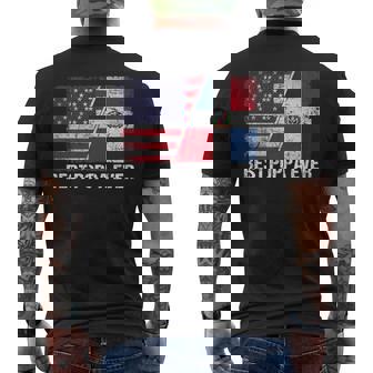 American Flag Dominican Republic Flag Best Poppa Ever Men's T-shirt Back Print - Thegiftio UK