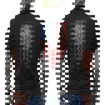 American Flag Hearts Bald Eagle Patriotic Vintage Usa Men's T-shirt Back Print - Seseable
