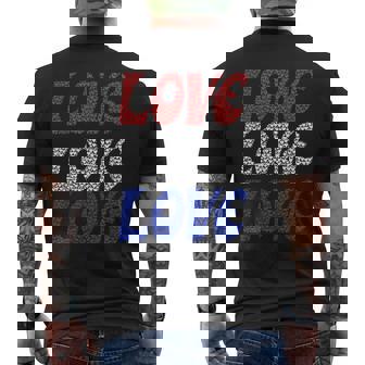 American Flag Love Positive Message Hearts Love America Hope Men's Back Print T-Shirt - Monsterry