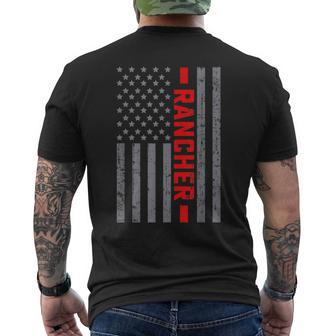 American Flag Rancher Us Flag Vintage For Dad Men's T-shirt Back Print - Thegiftio UK