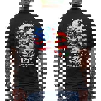 American Flag On Soccer Ball 2026 Cup Soccer 2026 T-Shirt Men's Back Print T-Shirt - Monsterry