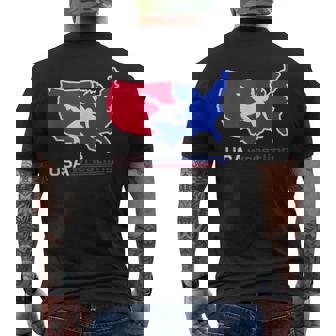 American Flag Wrestling Usa Wrestler Patriot Men's T-shirt Back Print - Seseable