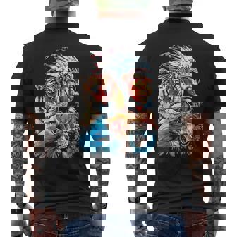 Amérique Native Amérique Du Nord Loup Indien Aigle T-shirt imprimé au dos - Cadeauxyz