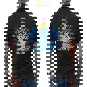 Anime Kawaii Axolotl Birthday Party Hat Men's T-shirt Back Print - Monsterry