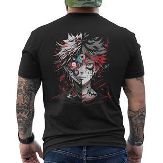 Anime Manga Motif Red Eyes Illustration Anime T-Shirt mit Rückendruck - Geschenkecke