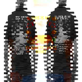 Apanese Bobtail Cat With Pie Fruits This Is My Thanksgiving Men's Back Print T-Shirt - Monsterry
