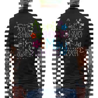 April Showers Bring May Flowers Spring Flowers After Raining Men's Back Print T-Shirt - Monsterry