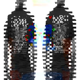 In April We Wear Blue Autism Awareness Coquette Bow Autism Men's T-shirt Back Print | Mazezy