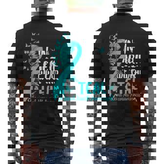 In April We Wear Teal Ribbon Sexual Assault Awareness Month Men's T-shirt Back Print - Monsterry