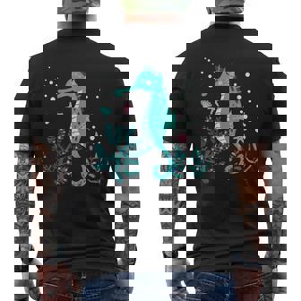 Aquarium Animal Kids Cute Seahorse Men's Back Print T-Shirt - Monsterry