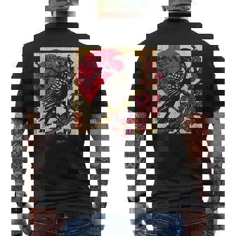 Art Japonais Corbeau Graphiqueintage Fleur De Cerisier T-shirt imprimé au dos - Cadeauxyz