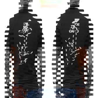 ASL Sign Language Cycling Sport I Love You Hand Heart Men's Back Print T-Shirt - Monsterry