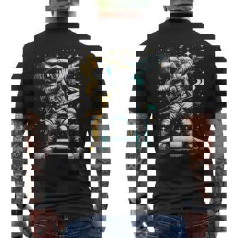 Astronaut Dabbing In Space Galaxy Adventure Men's T-shirt Back Print - Seseable