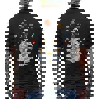 Astronaut Gamer Outer Space Men Gaming Solar System Planets Men's Back Print T-Shirt - Monsterry