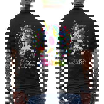 Aurora Dabbing Unicorn Rainbow Personalized Name Custom Men's Back Print T-Shirt - Monsterry