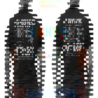 Autism Awareness Family Support Matching Apparels My Brother's Fight Is My Fight Men's Back Print T-Shirt - Monsterry