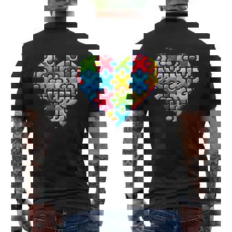Autism Heart Awareness Men's T-shirt Back Print - Monsterry