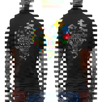 Autism Heart Autism Awareness Men's T-shirt Back Print - Monsterry
