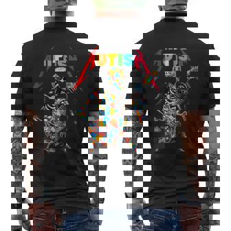 Autism Skeleton Guitar Player Rock Music Autism Awareness Men's T-shirt Back Print - Seseable