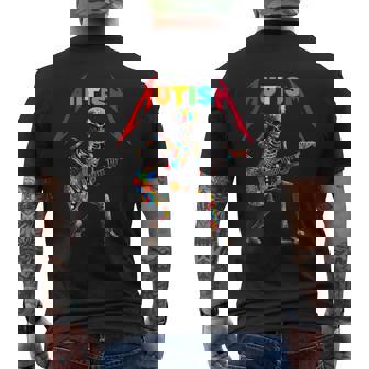 Autism Skeleton Guitar Rock Music Lover Autism Awareness Men's T-shirt Back Print - Thegiftio UK
