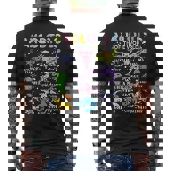 Axolotls Of The World Axolotl Kawaii Animals Salamander Men's Back Print T-Shirt - Monsterry
