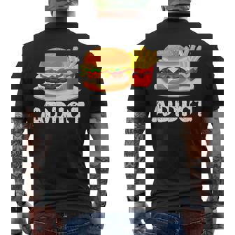 Bacon Cheeseburger Hamburger And French Fries Addict Men's Back Print T-Shirt - Monsterry