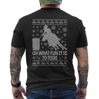 Barrel Racing Ugly Christmas Horse Race Rodeo TShirt Men's Back Print T-Shirt - Monsterry