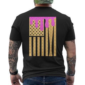 Baseball Drip Bat For Boys Dripping Ice Cream American Flag Men's T-shirt Back Print - Thegiftio UK