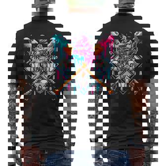 Baseball Drip For Boys Ice Cream Drip Youth Boys Baseball Men's Back Print T-Shirt - Monsterry