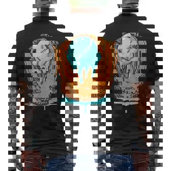 Baseball Drip Ice Cream Baseball Glove Dripping Men's T-shirt Back Print - Monsterry
