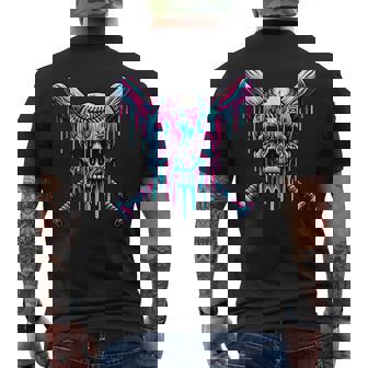 Baseball Skull Drip Baseball Drip Baseball Ice Cream Drip Men's T-shirt Back Print - Monsterry