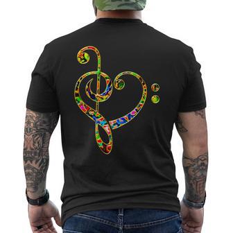 Bass Clef Heart I Love Music Bass T-Shirt mit Rückendruck - Geschenkecke