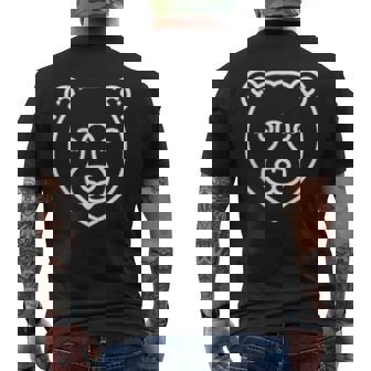 Bear Face Head Animal Badge Patch Line Art Outline Icon Men's Back Print T-Shirt - Monsterry