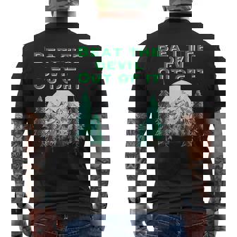 Beat The Devil Out Of It Art Paint Trees Mountains Men's Back Print T-Shirt - Monsterry