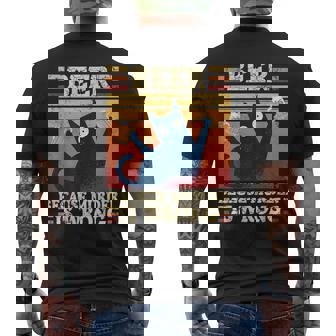 Beer Because Murder Is Wrong Cat Tee Tops Beer Cat Men's Back Print T-Shirt - Monsterry