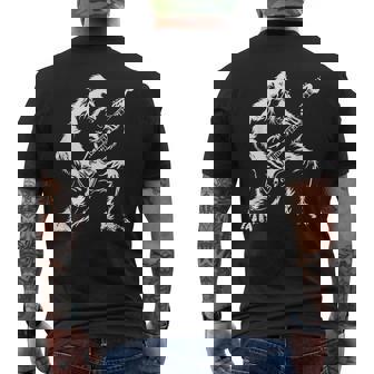 Bigfoot Playing Guitar Rock Music Band Sasquatch Men's T-shirt Back Print - Seseable