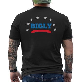 BIGLY Bg Red Letters Shadow Dark HeatherBl Men's Back Print T-Shirt - Monsterry