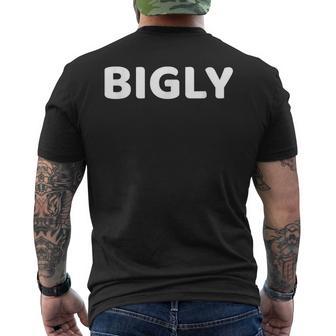 BIGLY Dark Heather Blue Asphalt Cranberry Men's Back Print T-Shirt - Monsterry