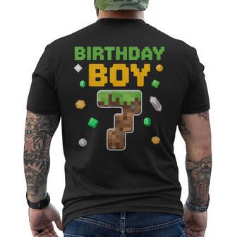 Birthday Boy 7Th Birthday 7 Year Old Birthday Boy Game Men's T-shirt Back Print - Thegiftio UK