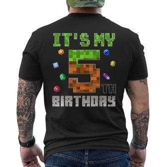 Birthday Boy It's My 5Th Birthday Video Game Pixel Men's T-shirt Back Print - Thegiftio UK