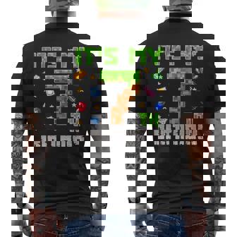 Birthday Boy It's My 7Th Birthday Gamer Pixel Number Men's T-shirt Back Print | Mazezy