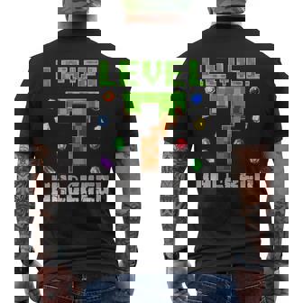 Birthday Boy Level 7 Unlocked 7Th Birthday Game Pixel Men's T-shirt Back Print - Seseable