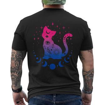 Bisexual Astrology Cat Colours Of Bi Pride Flag T-Shirt mit Rückendruck - Geschenkecke