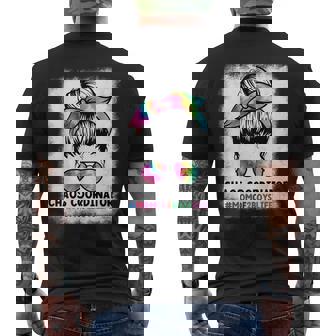 Bleached Chaos Coordinator Mom Of 2 Boys Mom Life Messy Bun Men's Back Print T-Shirt - Monsterry