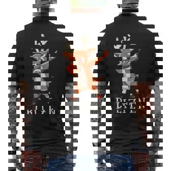 BLITZEN Santas Reindeers Family Matching Outfit Christmas Men's Back Print T-Shirt - Monsterry