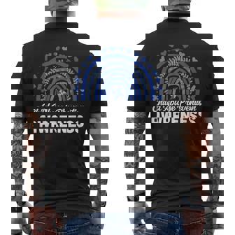 Blue Hearts Pinwheel Child Abuse Prevention Awareness Month Men's T-shirt Back Print - Seseable