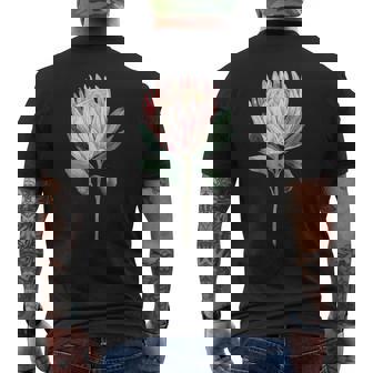 Boho Protea Blossom Flower Watercolor Botanical Garden Art Men's Back Print T-Shirt - Monsterry